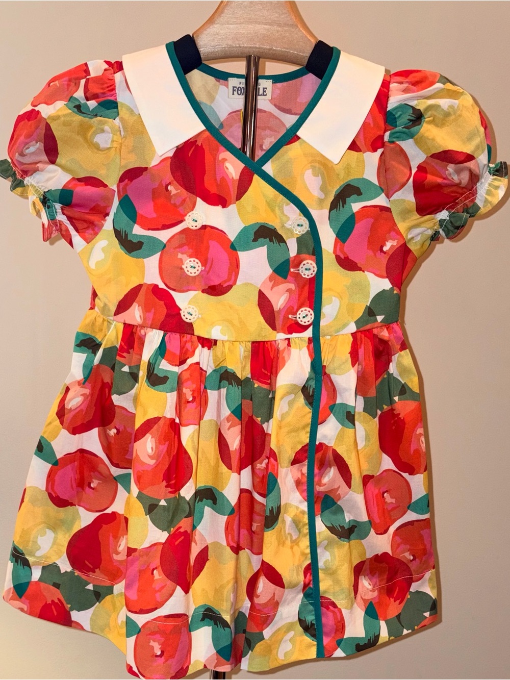Finding Foxtale Apple Pie Dress with Watercolor Apples sz 4 NWT